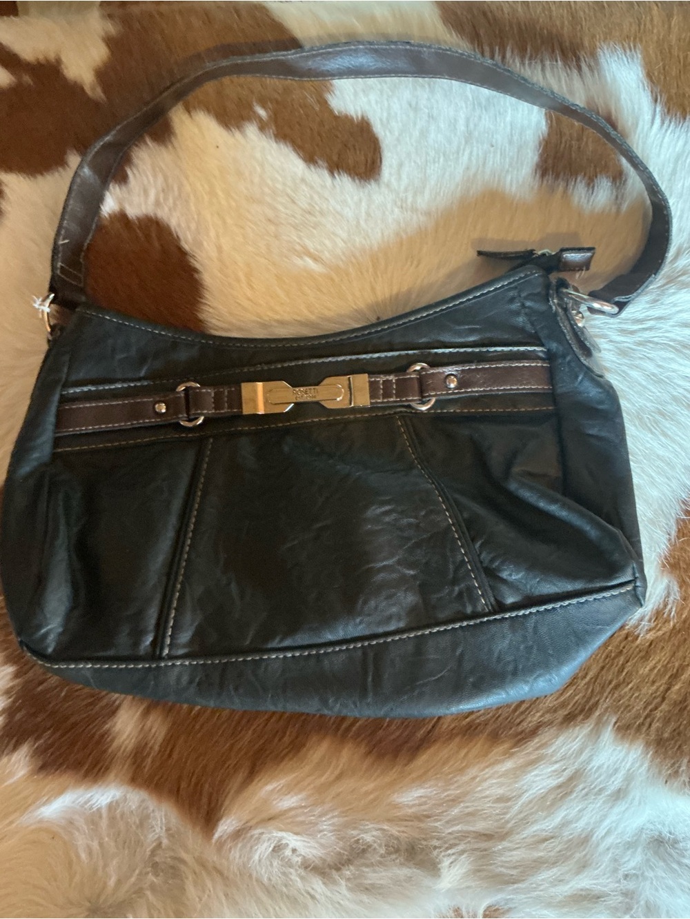 Rosetti Black Faux Leather Shoulder Handbag
